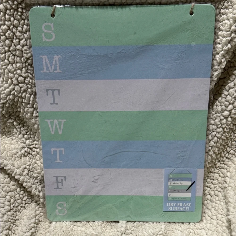 Striped Dry Erase Surface Board - Blue, White & Green